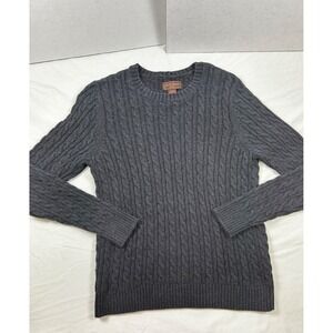 Duckhead Classic Charcoal Cable Knit Sweater Women's M Crewneck 100% Cotton Y2K
